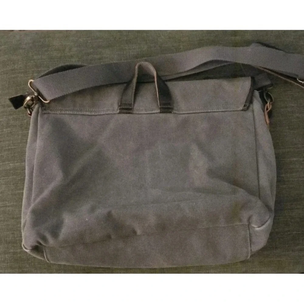 Prudhoe Bay Grey Canvas Messenger Bag Unity Logo Crossbody Satchel Laptop Bag